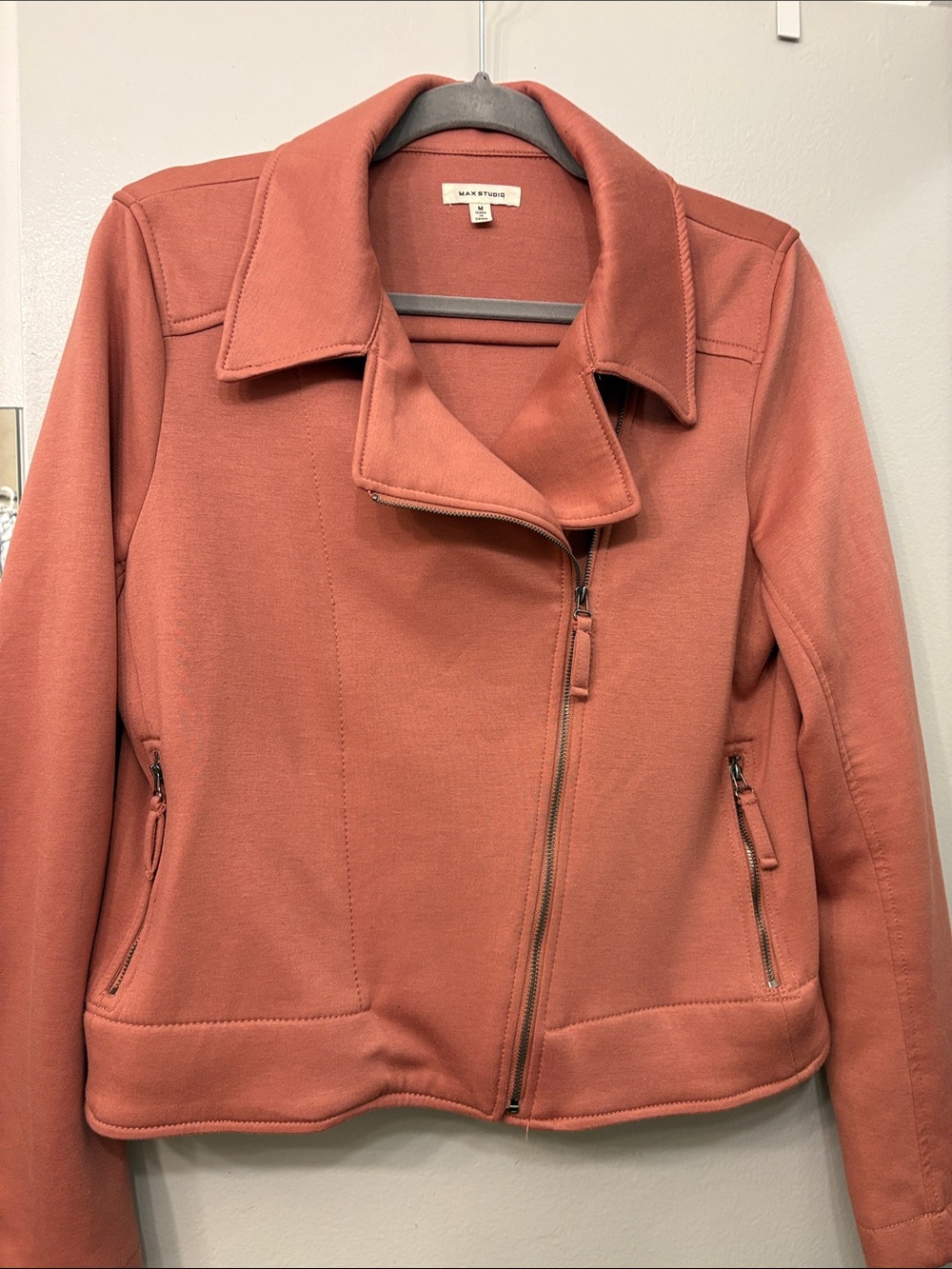 Max Studio Rose-Tone Moto Bomber Jacket